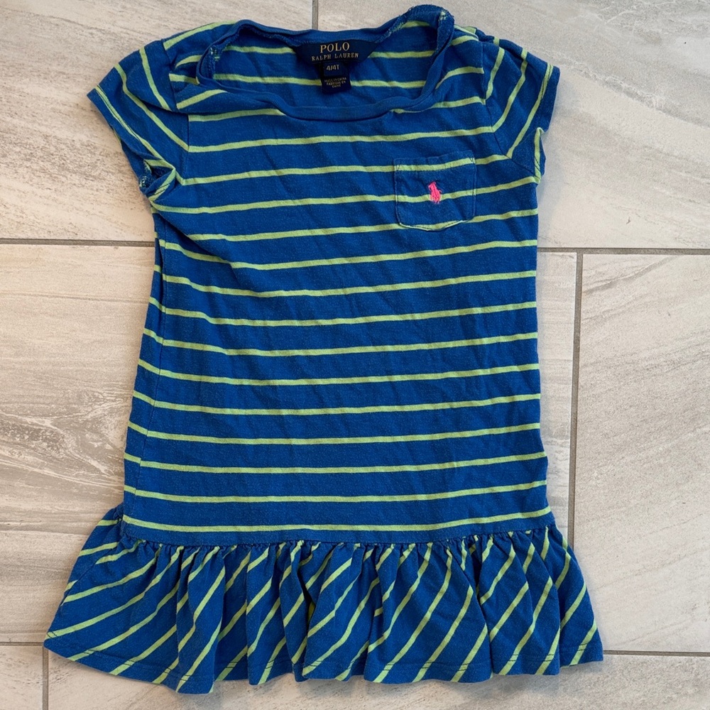 Polo by Ralph Lauren Kids Blue and Green Striped Dress